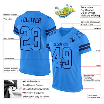 Custom Powder Blue Powder Blue-Navy Mesh Authentic Football Jersey