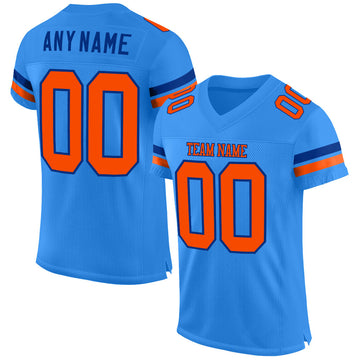 Custom Powder Blue Orange-Royal Mesh Authentic Football Jersey