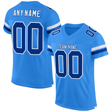 Custom Powder Blue Royal-White Mesh Authentic Football Jersey