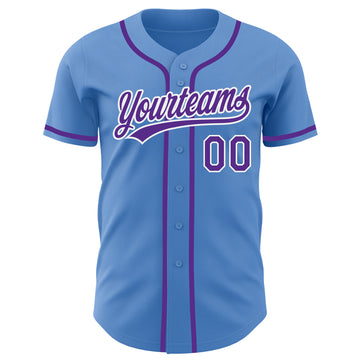 Custom Powder Blue Purple-White Authentic Baseball Jersey