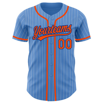 Custom Powder Blue White Pinstripe Orange-Royal Authentic Baseball Jersey