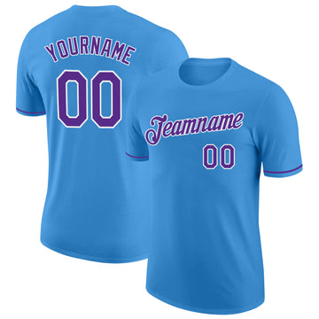 Custom Powder Blue Purple-White Performance T-Shirt