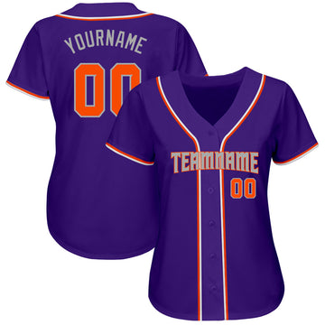 Custom Purple Orange-Gray Authentic Baseball Jersey