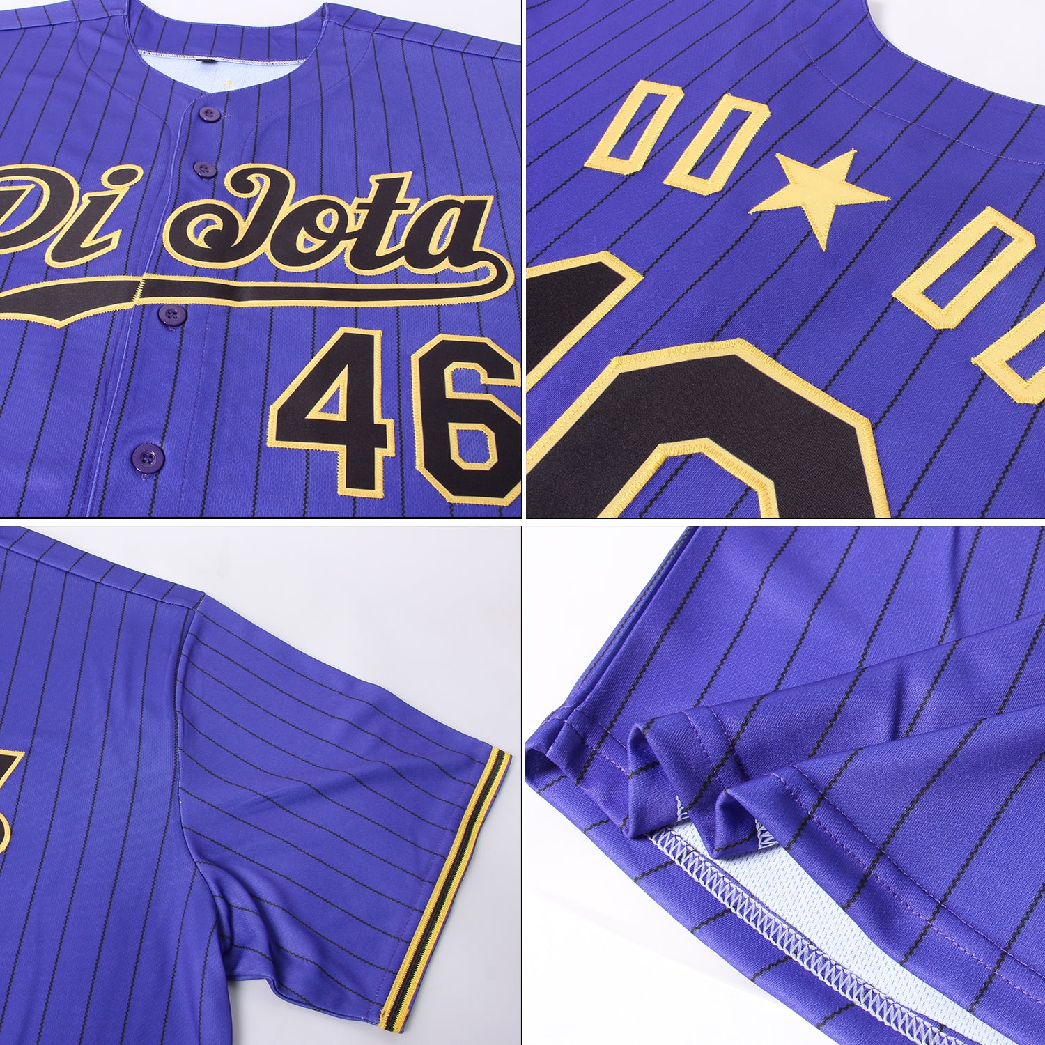 Custom Black Gold Pinstripe Black-Gold Authentic Baseball Jersey Discount