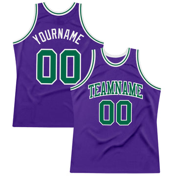 Custom Purple Kelly Green-White Authentic Throwback Basketball Jersey