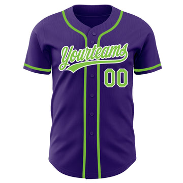 Custom Purple Neon Green-White Authentic Baseball Jersey