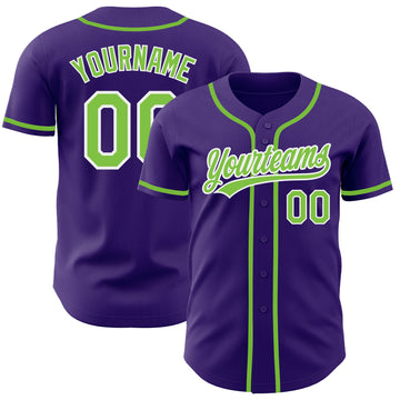 Custom Purple Neon Green-White Authentic Baseball Jersey