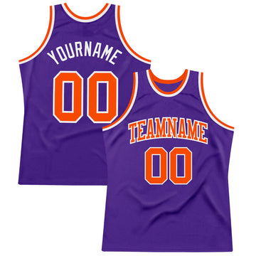 Custom Purple Orange-White Authentic Throwback Basketball Jersey