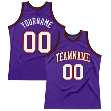 Custom Purple White Red-Black Authentic Throwback Basketball Jersey