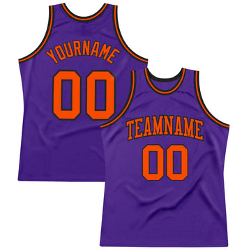 Custom Purple Orange-Black Authentic Throwback Basketball Jersey