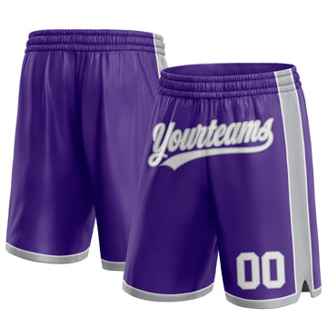 Custom Purple White-Gray Authentic Basketball Shorts