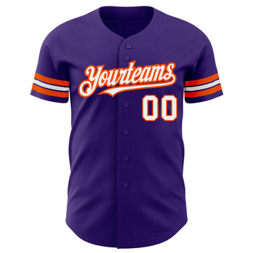 Custom Purple White-Orange Authentic Baseball Jersey