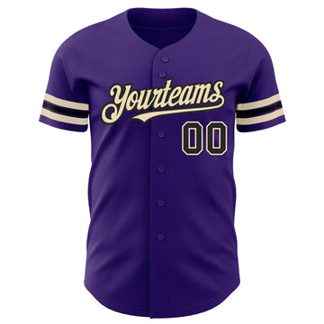 Custom Purple Black-City Cream Authentic Baseball Jersey