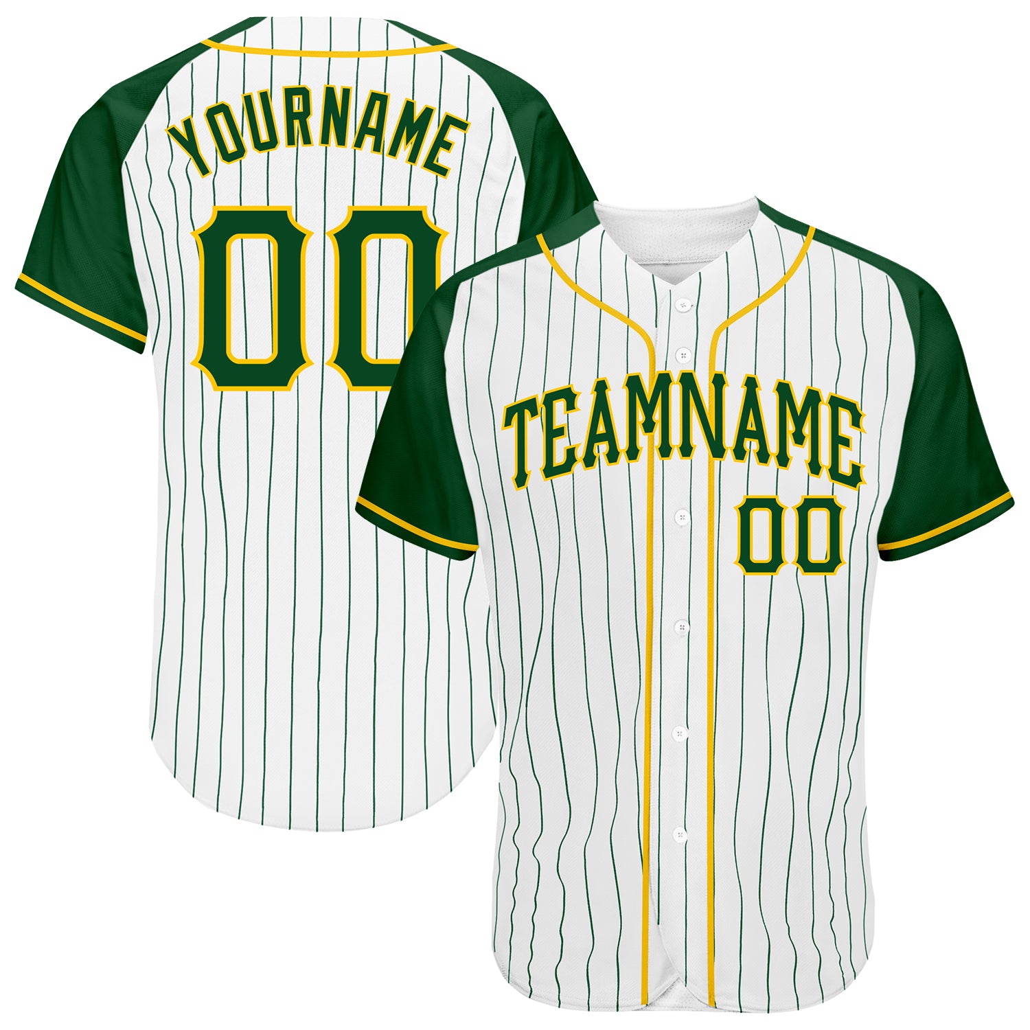 Custom Sublimation Green Pinstripe Baseball Jersey