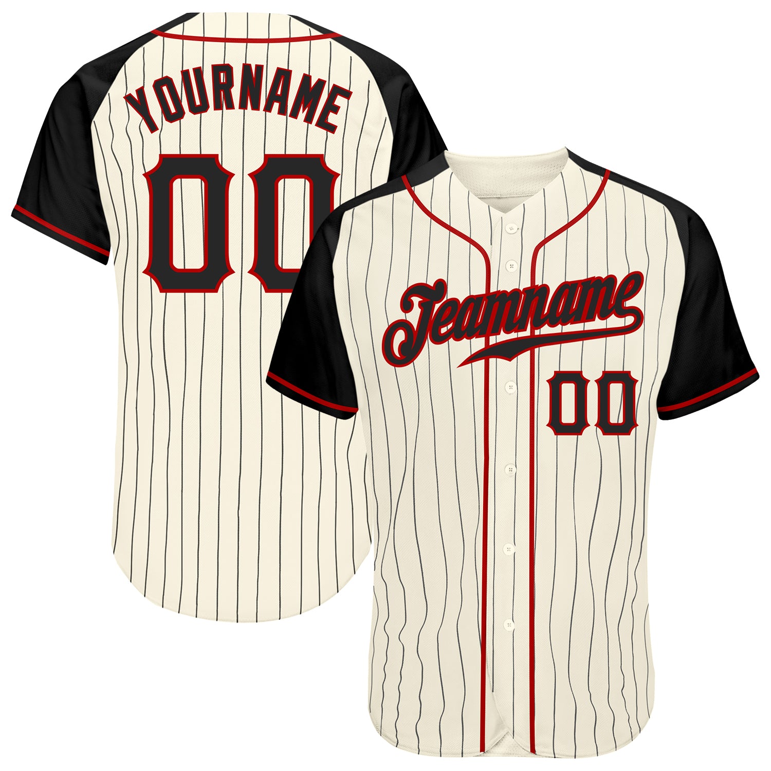 Custom Gray Black Pinstripe Red-Black Authentic Baseball Jersey Discount