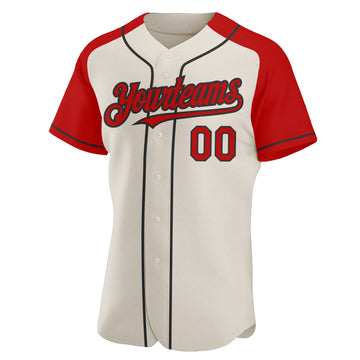 Custom Cream Red-Black Authentic Raglan Sleeves Baseball Jersey