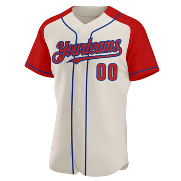 Custom Cream Red-Royal Authentic Raglan Sleeves Baseball Jersey