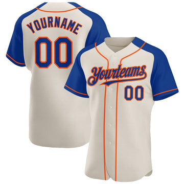 Custom Cream Royal-Orange Authentic Raglan Sleeves Baseball Jersey