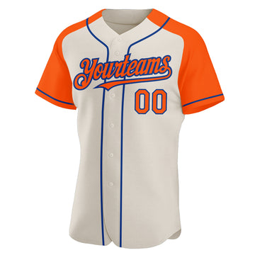 Custom Cream Orange-Royal Authentic Raglan Sleeves Baseball Jersey