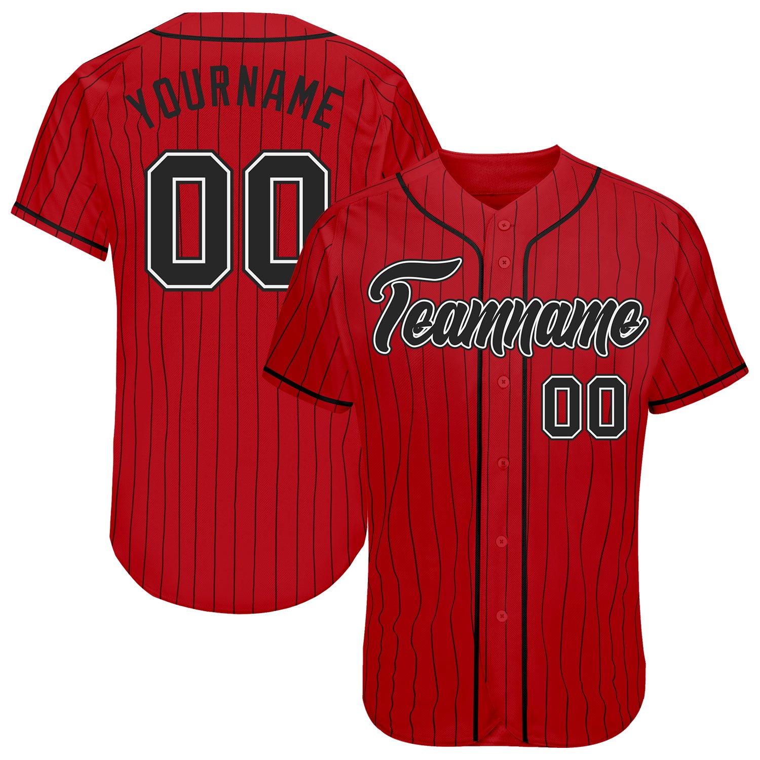 Custom Red Black Strip Black-White Authentic Baseball Jersey Discount