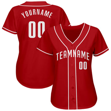 Custom Red White Authentic Baseball Jersey