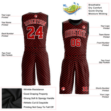 Custom Red Red-Black Round Neck Sublimation Basketball Suit Jersey