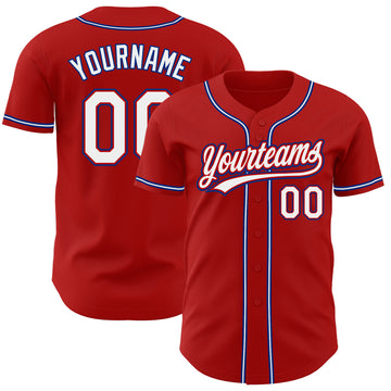 Custom Red White-Royal Authentic Baseball Jersey