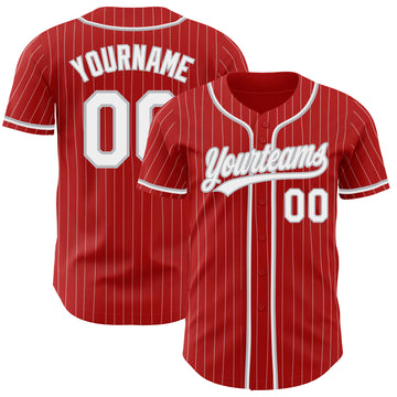Custom Red Pinstripe Baseball Jerseys, Baseball Uniforms For Your Team