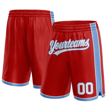 Custom Red White-Light Blue Authentic Basketball Shorts