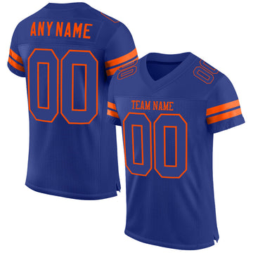 Custom Royal Royal-Orange Mesh Authentic Football Jersey