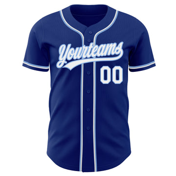 Custom Royal White-Light Blue Authentic Baseball Jersey