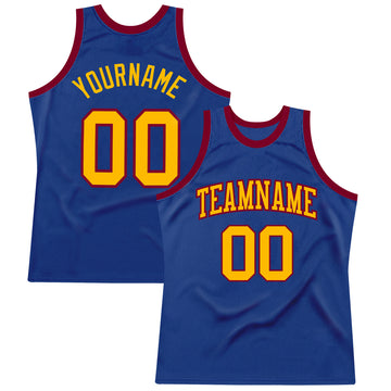 Custom Royal Gold-Maroon Authentic Throwback Basketball Jersey