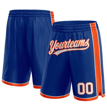 Custom Royal White-Orange Authentic Basketball Shorts