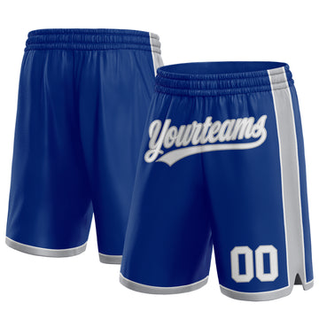 Custom Royal White-Gray Authentic Basketball Shorts