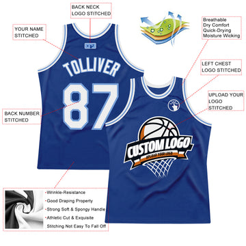 Custom Royal White-Light Blue Authentic Throwback Basketball Jersey