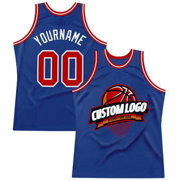 Custom Royal Red-White Authentic Throwback Basketball Jersey