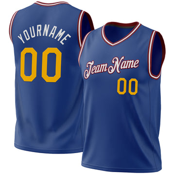 Custom Royal Gold-Maroon Authentic Throwback Basketball Jersey