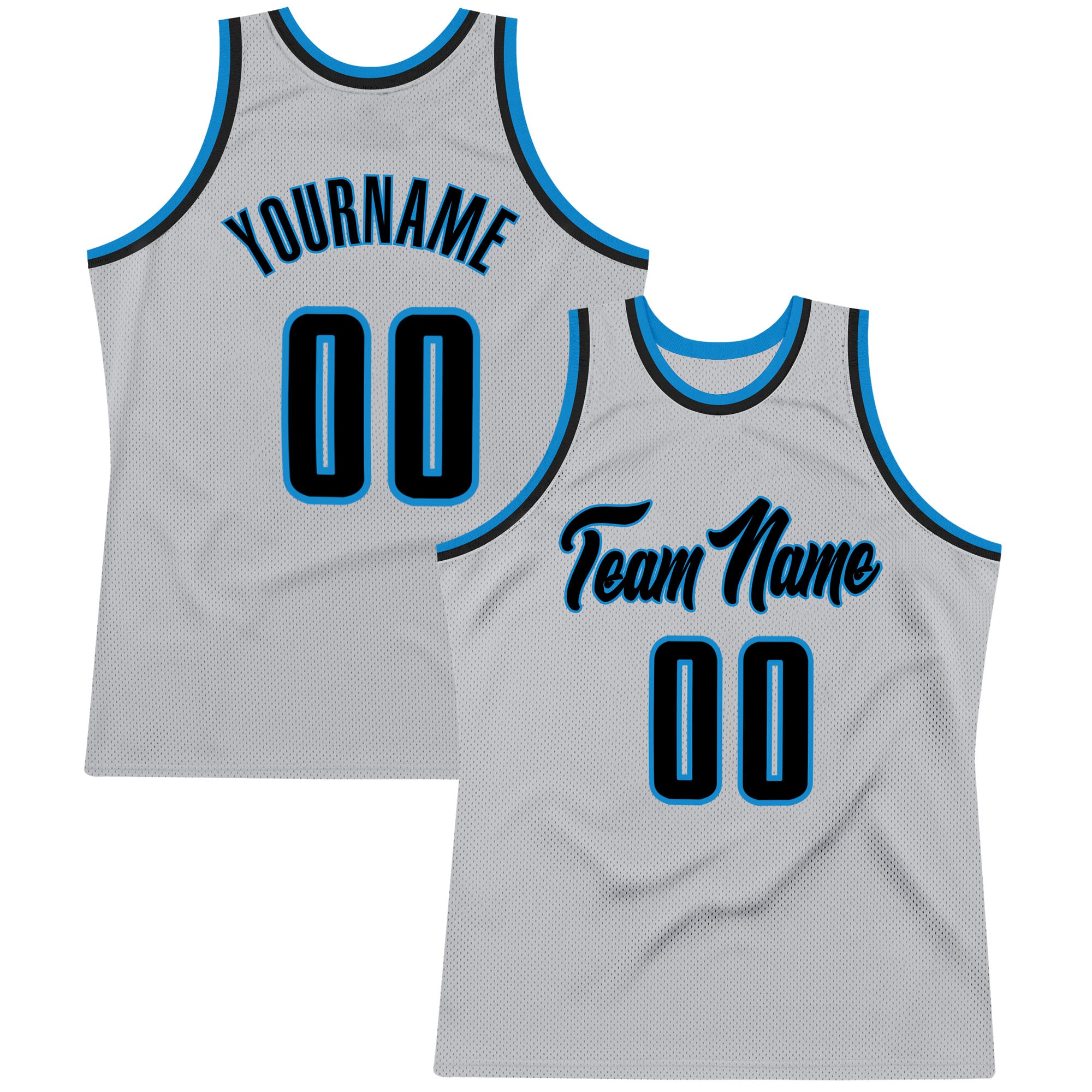 Custom Team Blue Basketball Gray Rib-Knit Jersey Navy