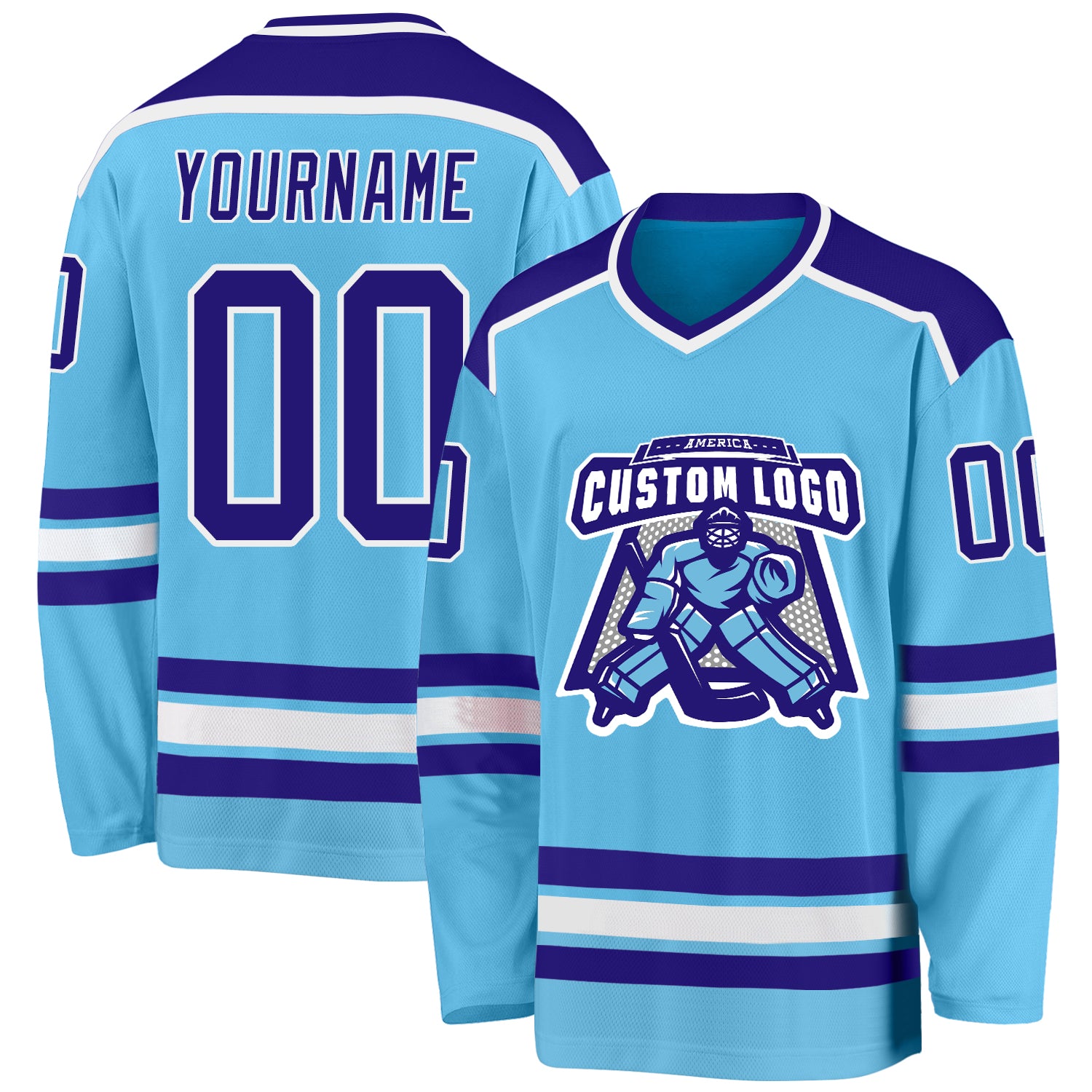 Custom Purple Teal-White Hockey Jersey