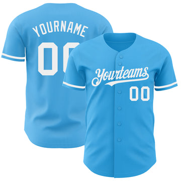 Custom Sky Blue White Authentic Baseball Jersey