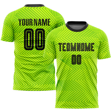 Custom Neon Green Black Sublimation Soccer Uniform Jersey