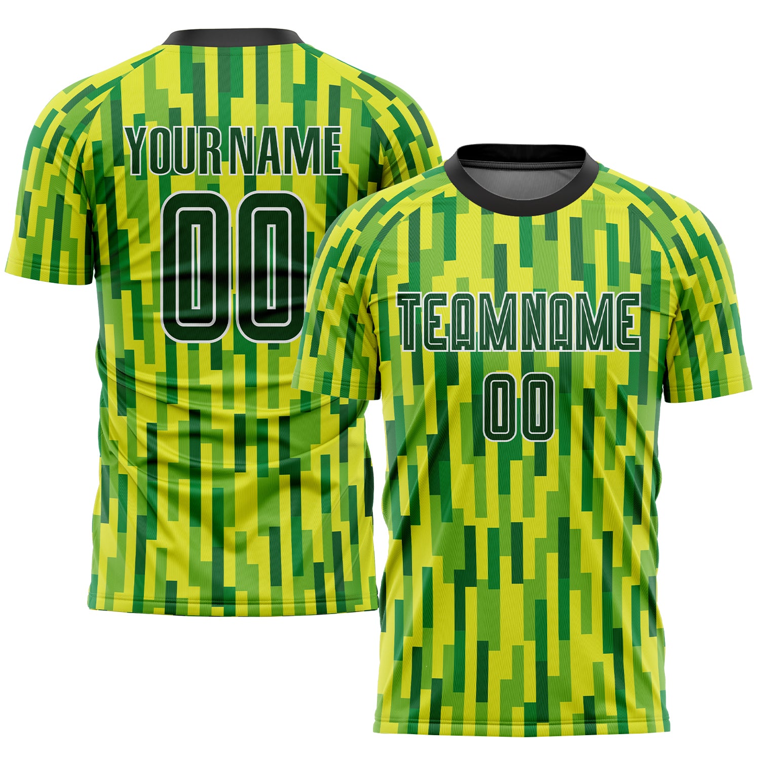 Buy Jersey Design on X: Yellow and Dark Green Striped Soccer Jersey Design    / X