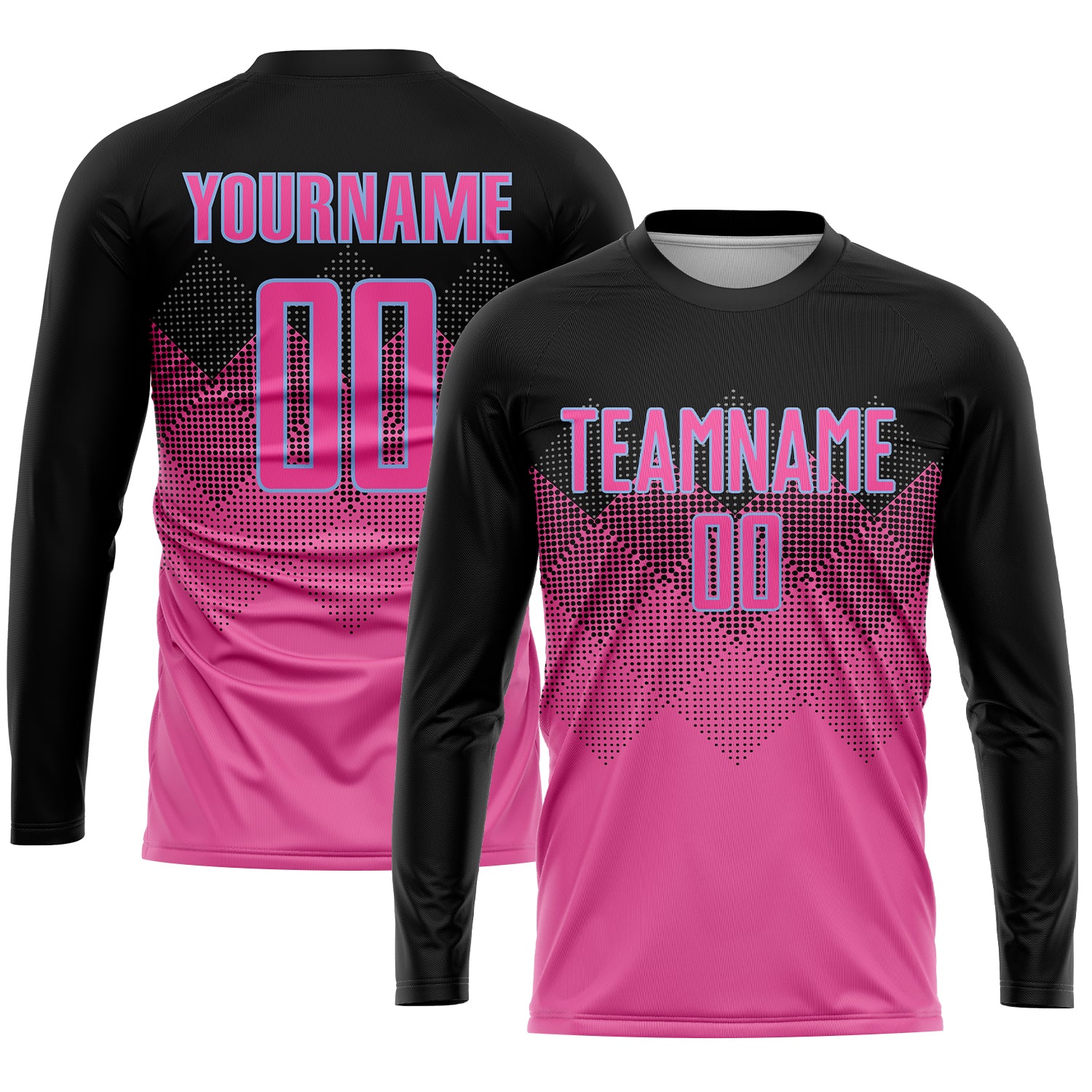 ★SHALOM★ PINK SOCCER TSHIRTS Custom Pink Pink-Black Sublimation Soccer Uniform Jersey