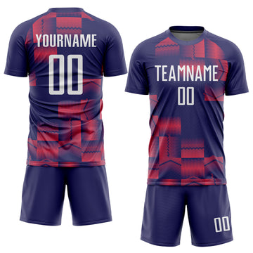 Custom Figure White-Purple Sublimation Soccer Uniform Jersey