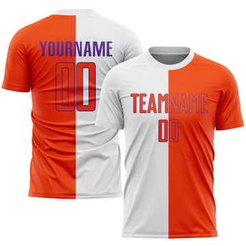 Custom White Orange-Purple Sublimation Split Fashion Soccer Uniform Jersey