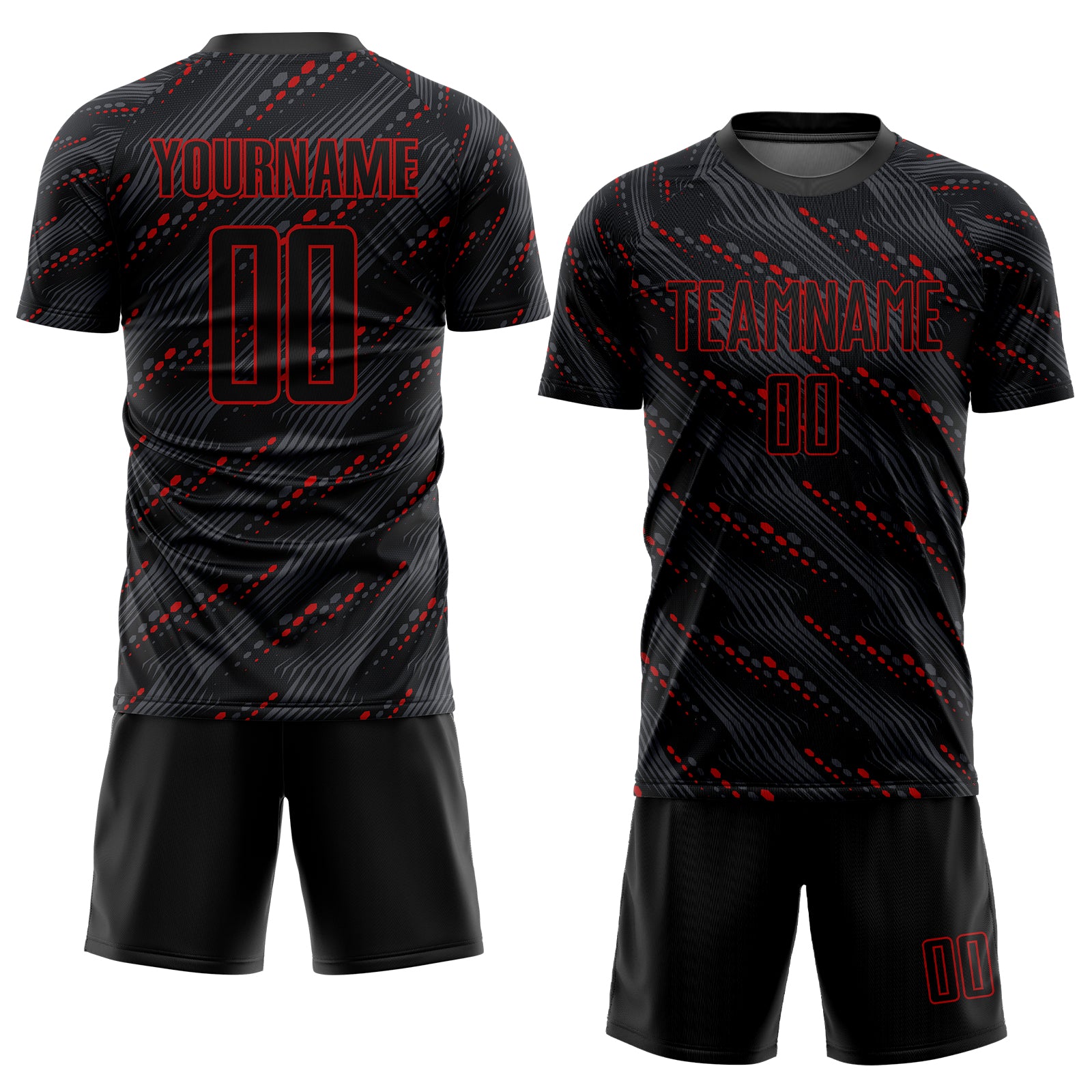 Red and black soccer jersey shop