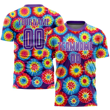 Custom Tie Dye Purple-White Sublimation Soccer Uniform Jersey