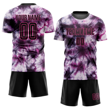 Custom Tie Dye Black-Pink Sublimation Soccer Uniform Jersey