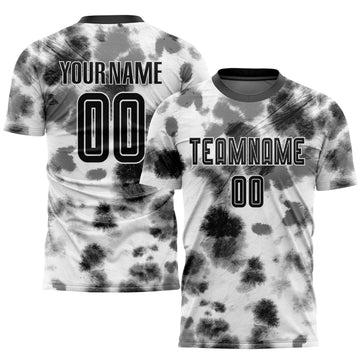 Custom Tie Dye Black-White Sublimation Soccer Uniform Jersey