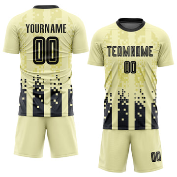 Custom Cream Black Home Sublimation Soccer Uniform Jersey